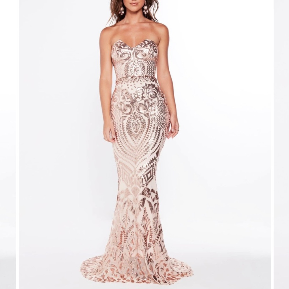 A&N VALERY SEQUIN GOWN - ROSE GOLD